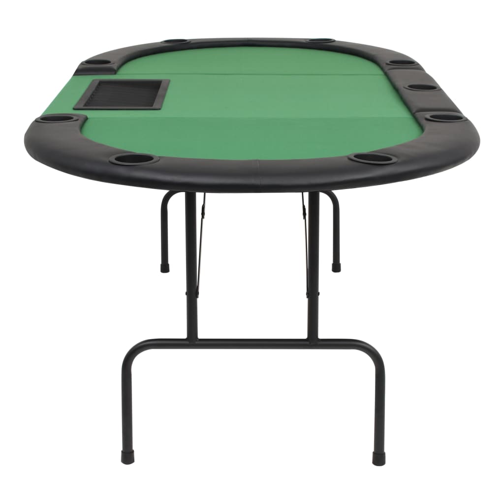 Hopfällbart Pokerbord 9 Spelare Ovalt 3-sidigt Grönt
