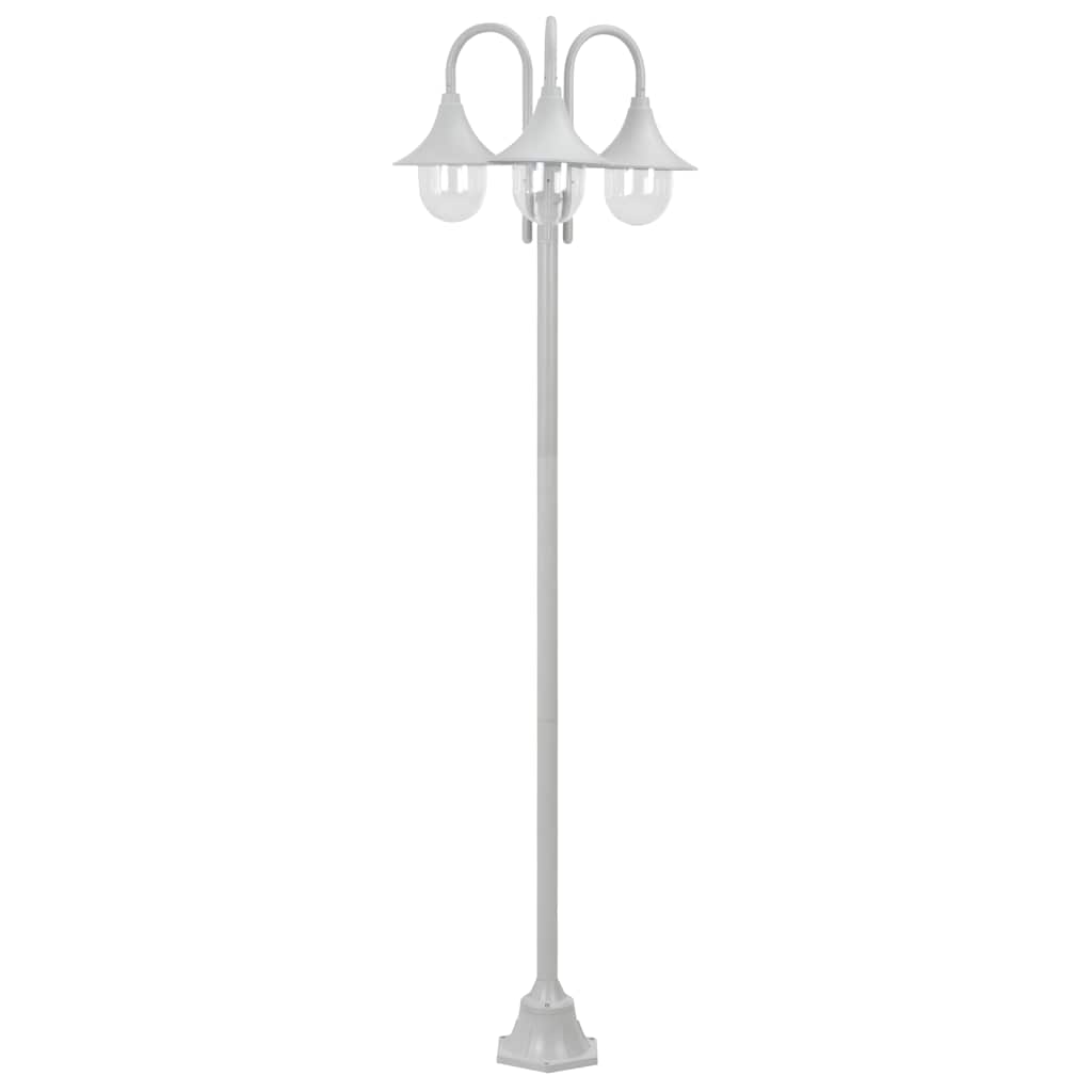 Lyktstolpe för trädgård E27 220 cm aluminium 3 lyktor