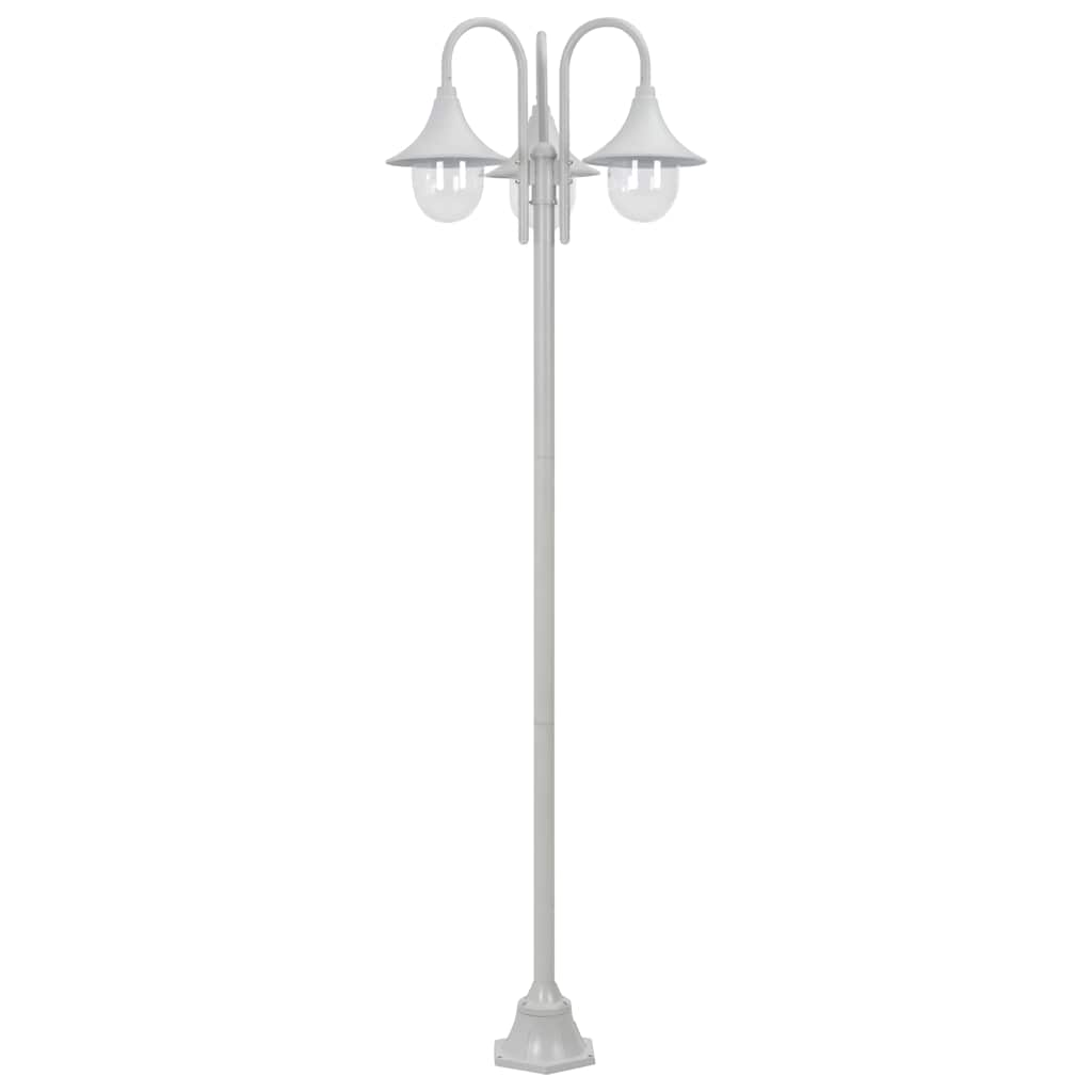 Lyktstolpe för trädgård E27 220 cm aluminium 3 lyktor