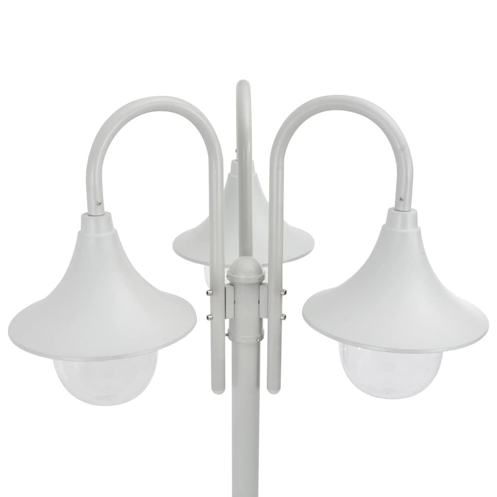 Lyktstolpe för trädgård E27 220 cm aluminium 3 lyktor