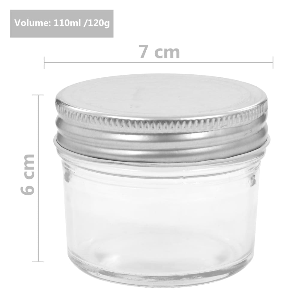 Syltburkar i glas med silvriga lock 24 st 110 ml