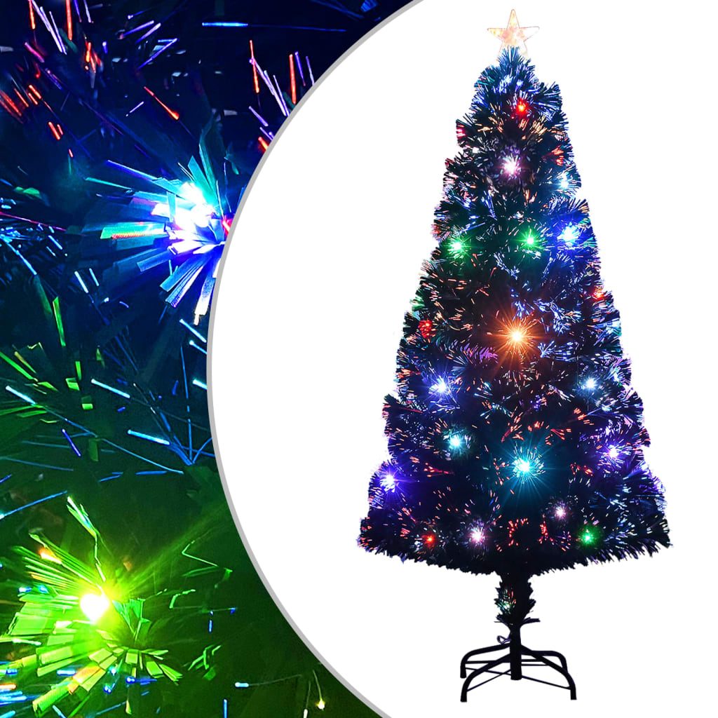 Förbelyst julgran med fot och LED fiberoptik