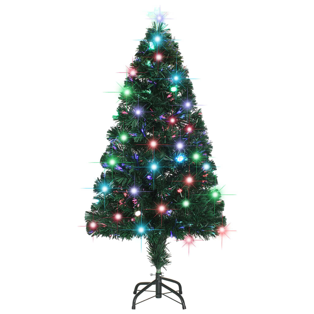 Förbelyst julgran med fot och LED fiberoptik