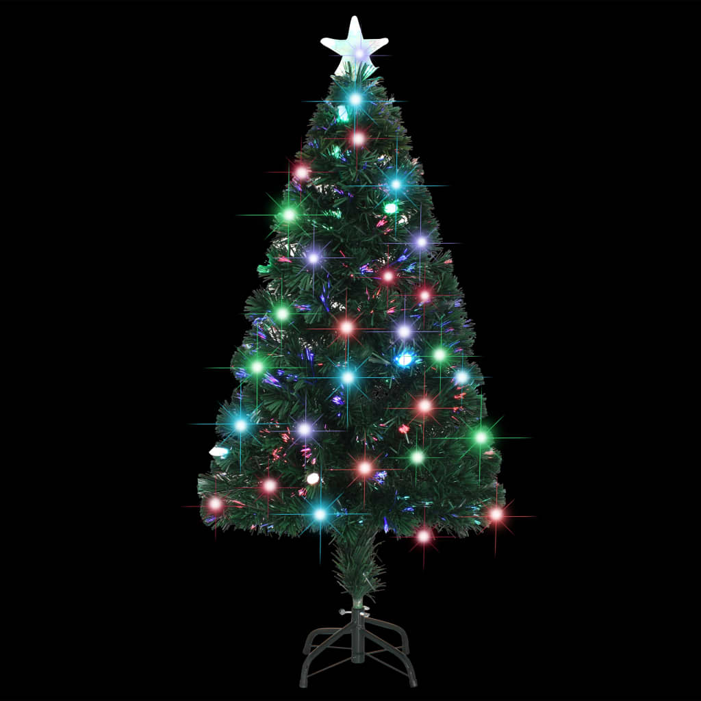 Förbelyst julgran med fot och LED fiberoptik