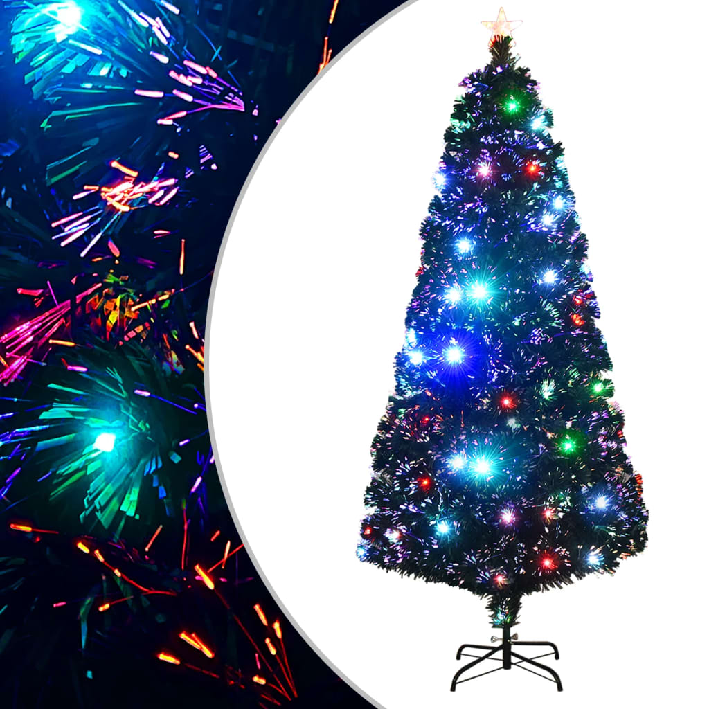 Förbelyst julgran med fot och LED fiberoptik