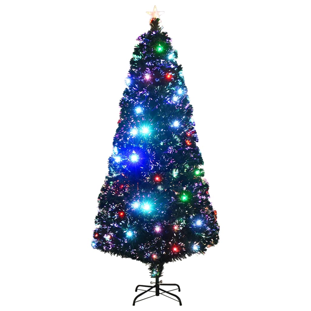 Förbelyst julgran med fot och LED fiberoptik