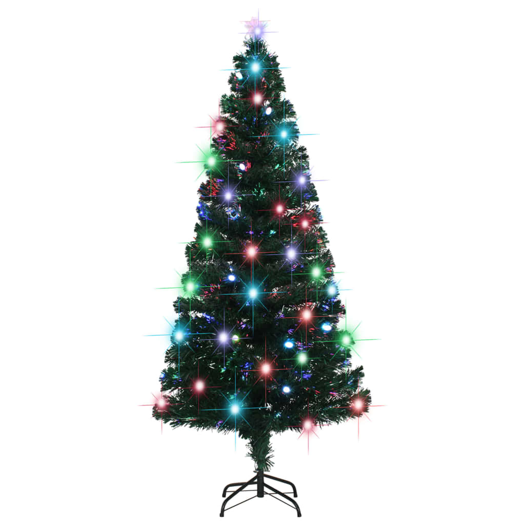 Förbelyst julgran med fot och LED fiberoptik