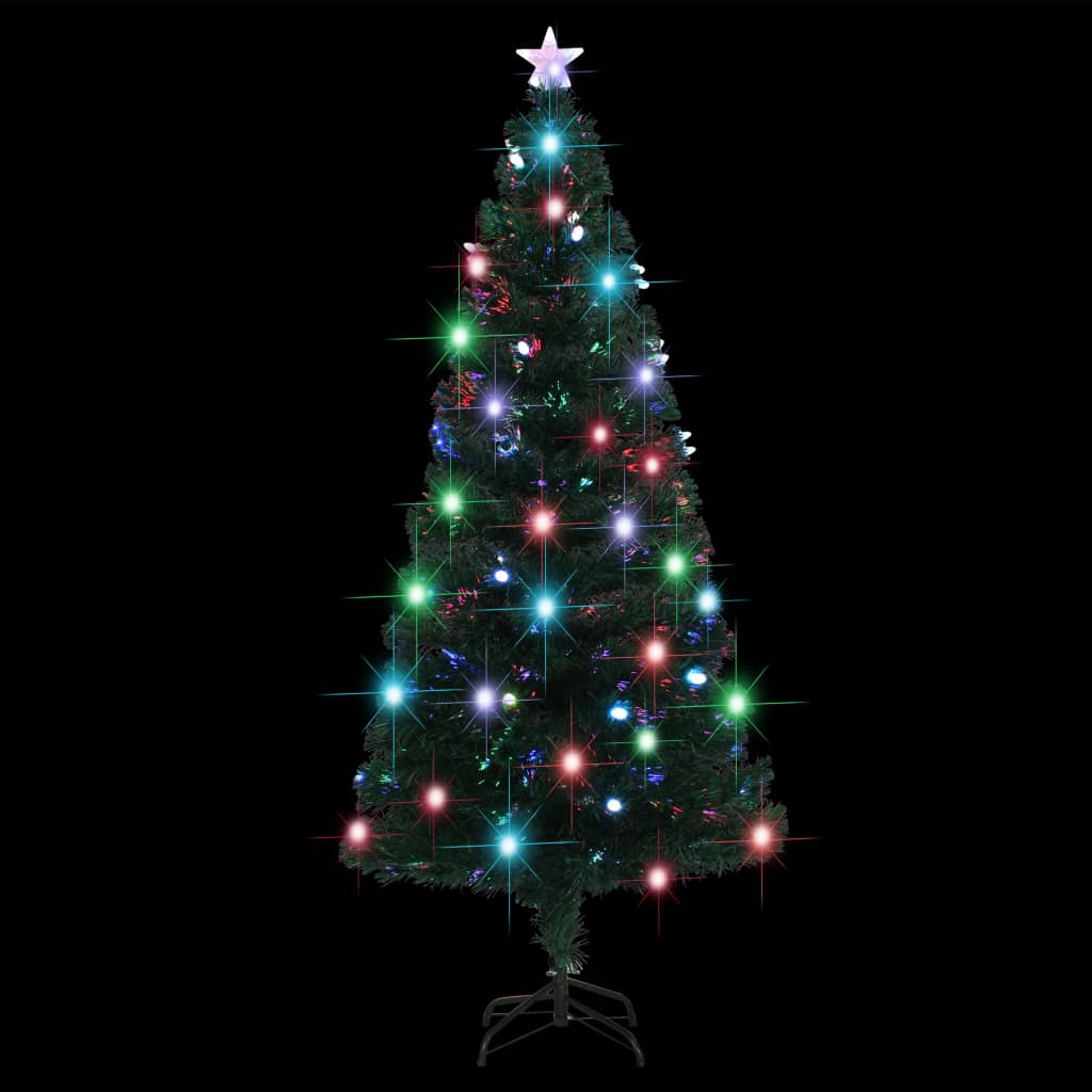 Förbelyst julgran med fot och LED fiberoptik