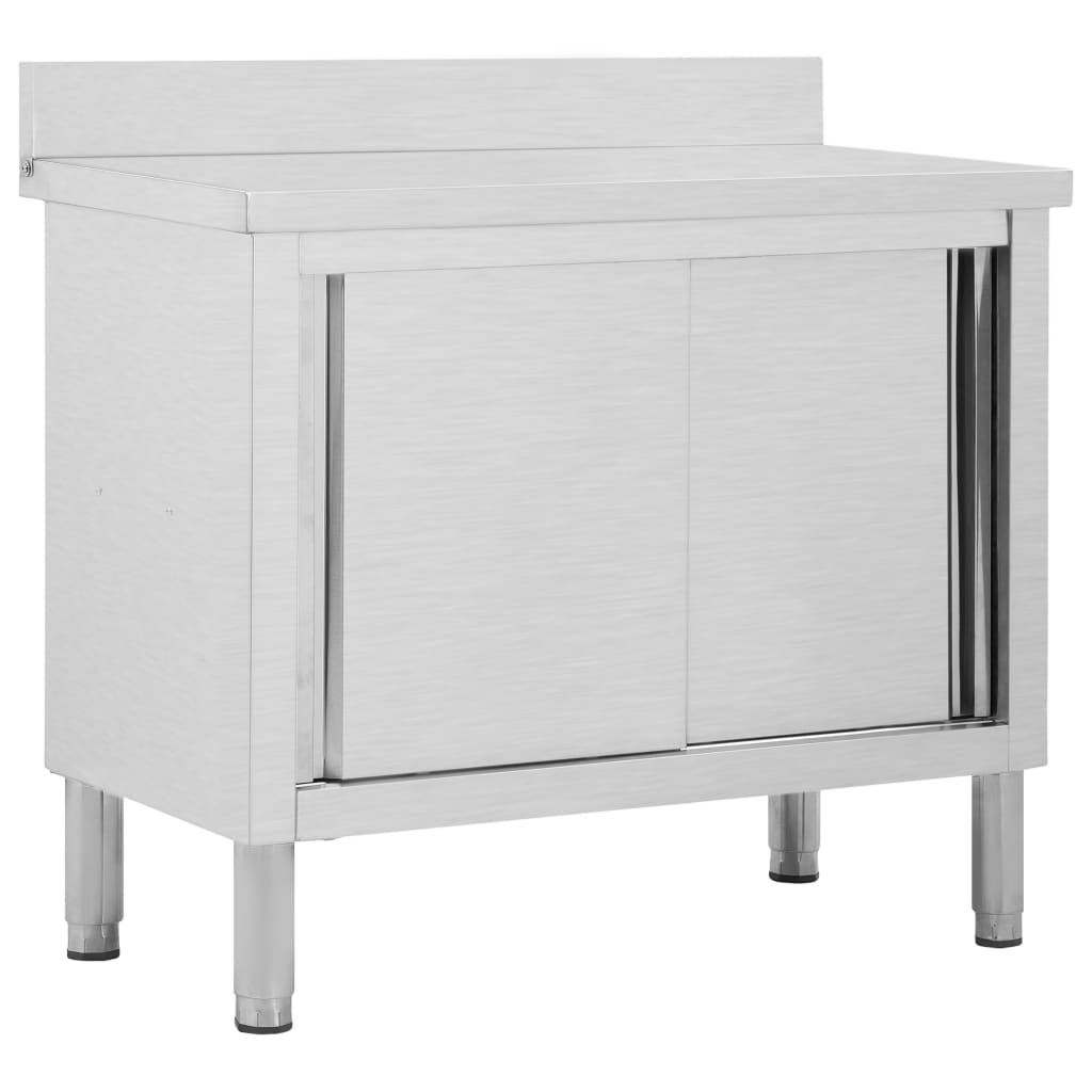 Arbetsbänk Med Skjutdörrar 100x50x(95-97) Cm Rostfritt