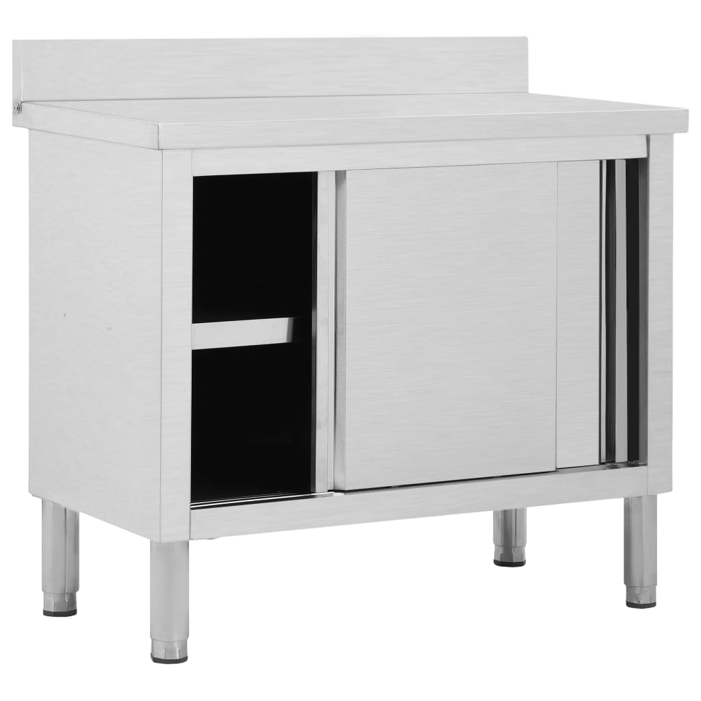 Arbetsbänk Med Skjutdörrar 100x50x(95-97) Cm Rostfritt