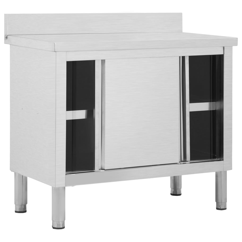 Arbetsbänk Med Skjutdörrar 100x50x(95-97) Cm Rostfritt