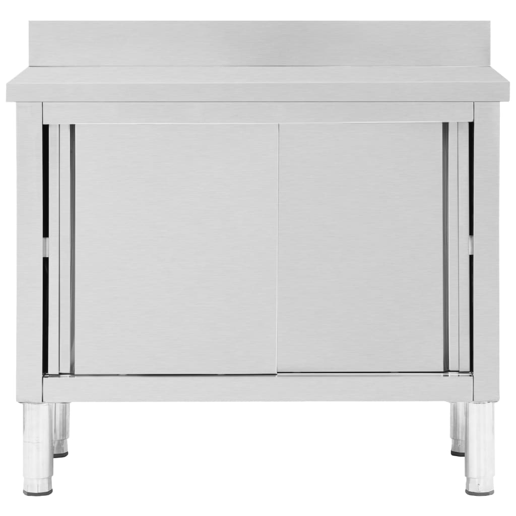 Arbetsbänk Med Skjutdörrar 100x50x(95-97) Cm Rostfritt