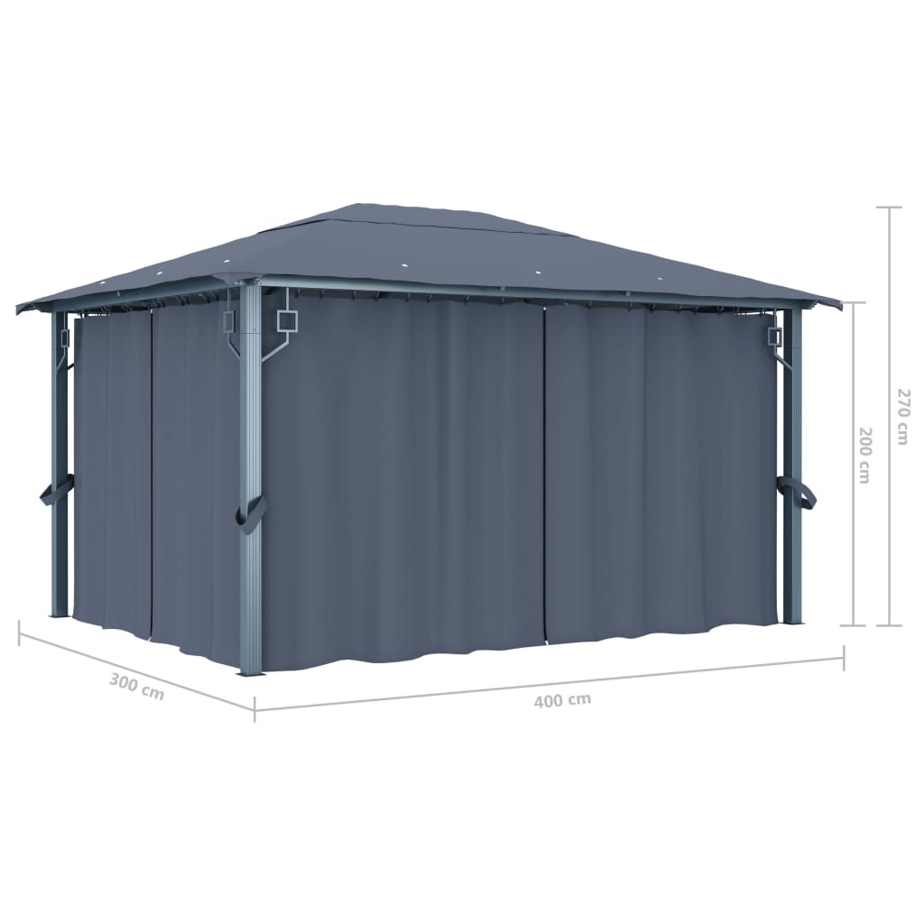 Paviljong med gardiner aluminium