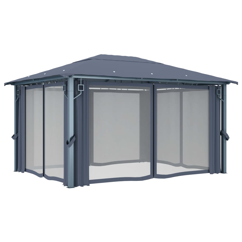 Paviljong med gardiner aluminium