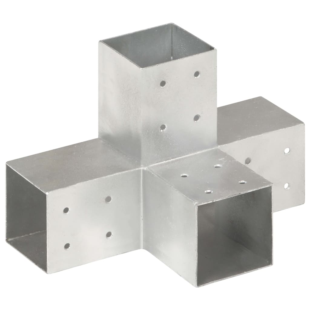Stolpbeslag 4 st X-form galvaniserad metall