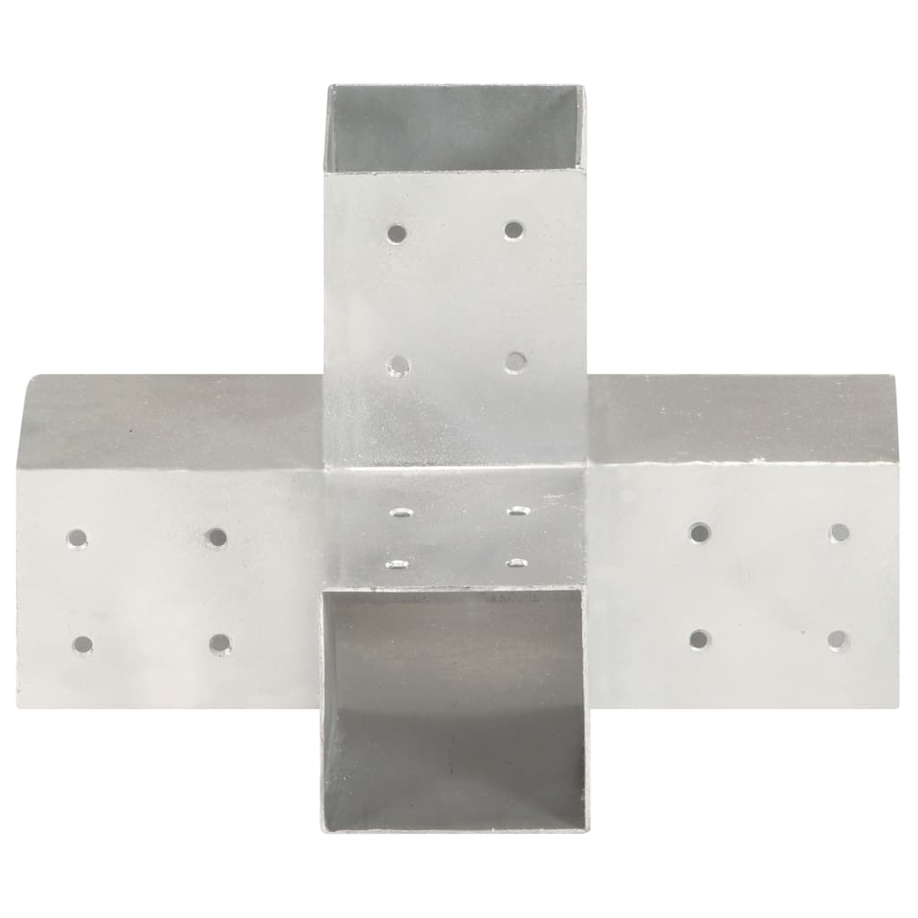 Stolpbeslag 4 st X-form galvaniserad metall