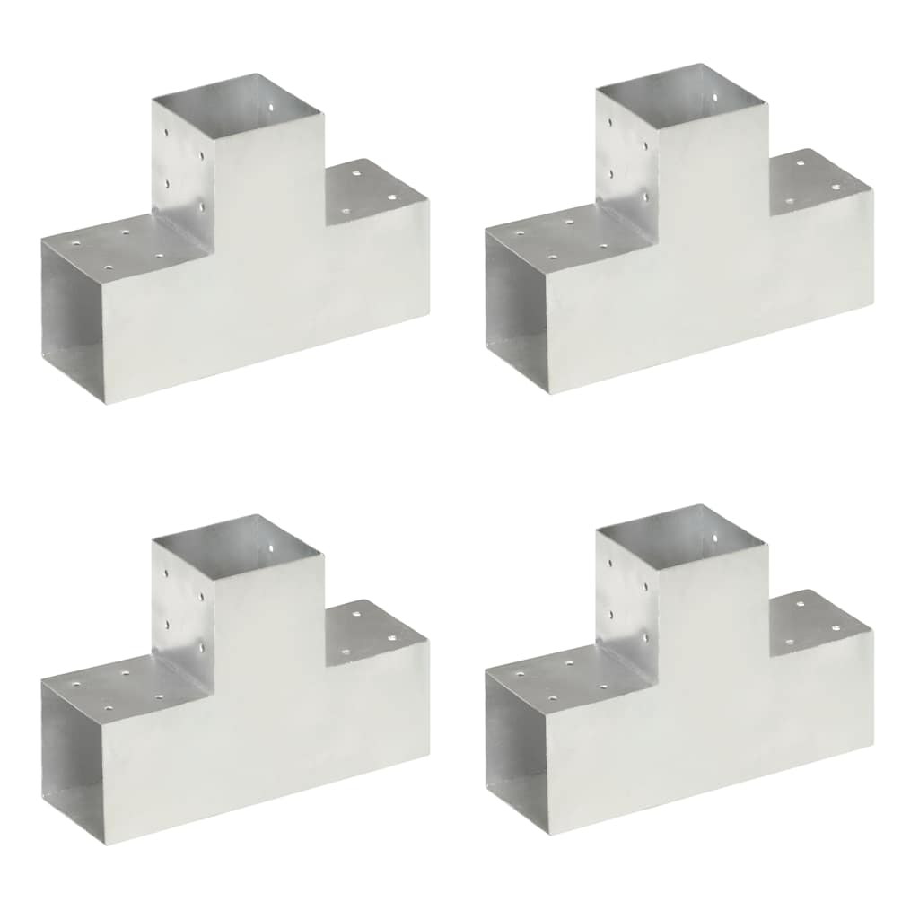 Stolpbeslag 4 st T-form galvaniserad metall
