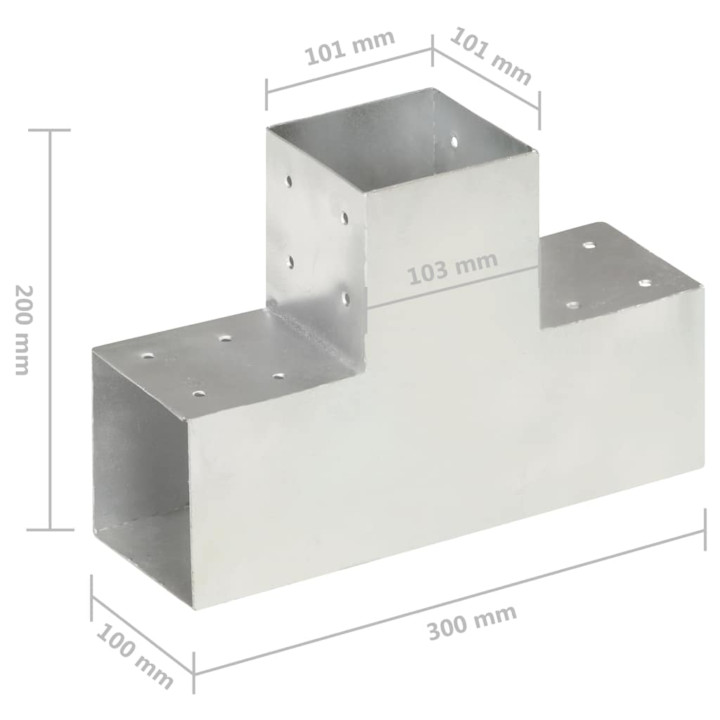 Stolpbeslag 4 st T-form galvaniserad metall