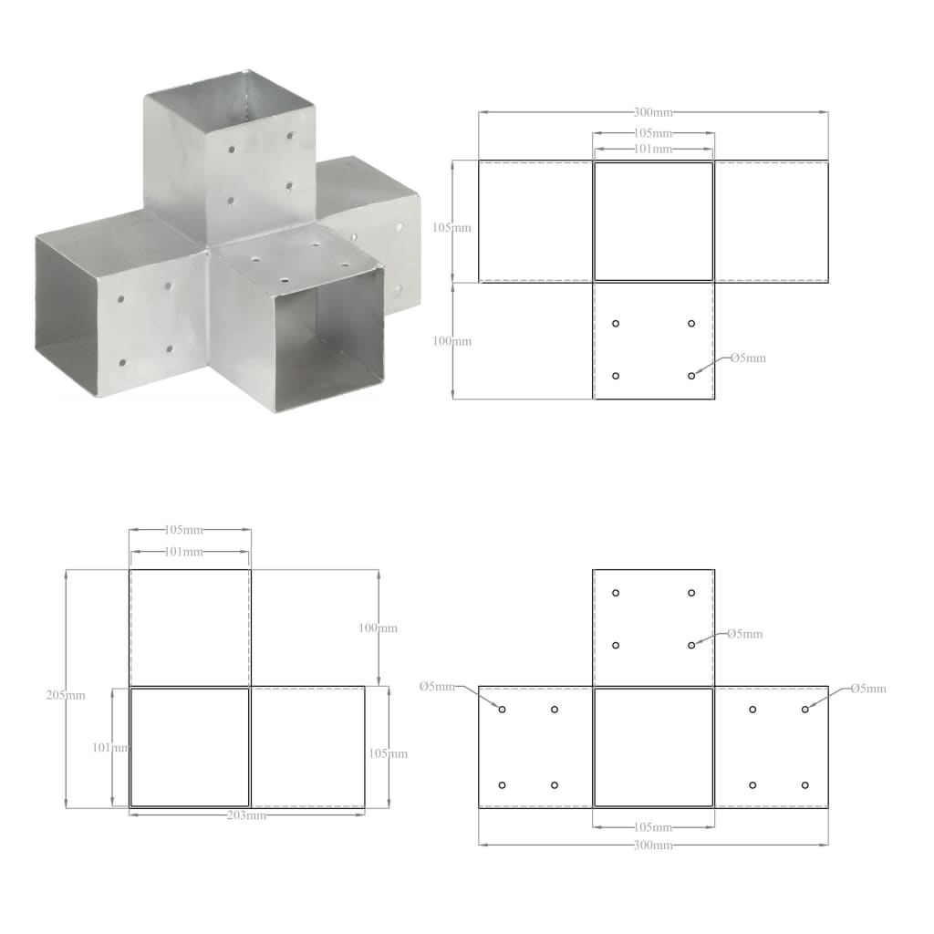 Stolpbeslag X-form