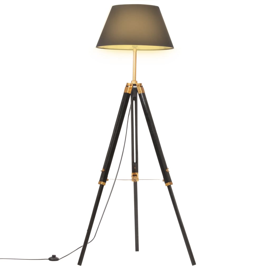 Golvlampa och massivt teakträ 141 cm