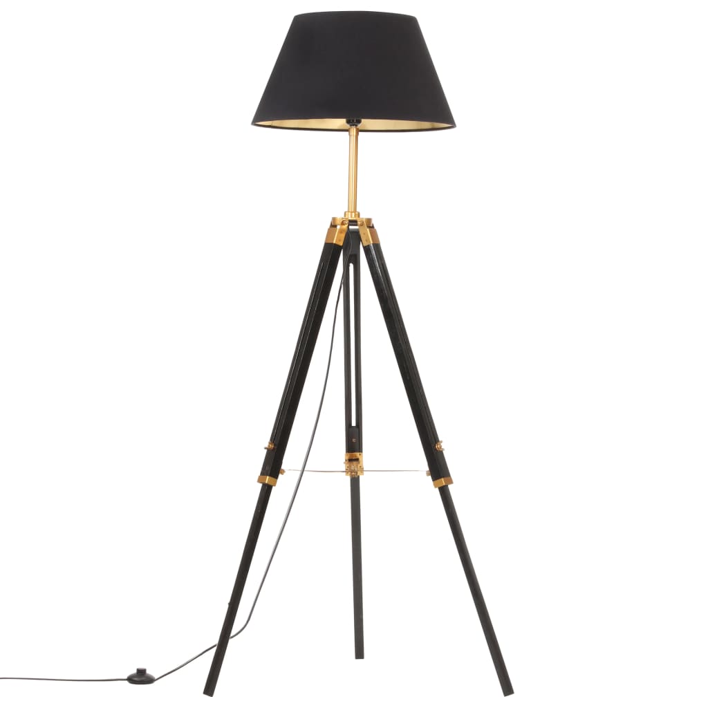 Golvlampa och massivt teakträ 141 cm
