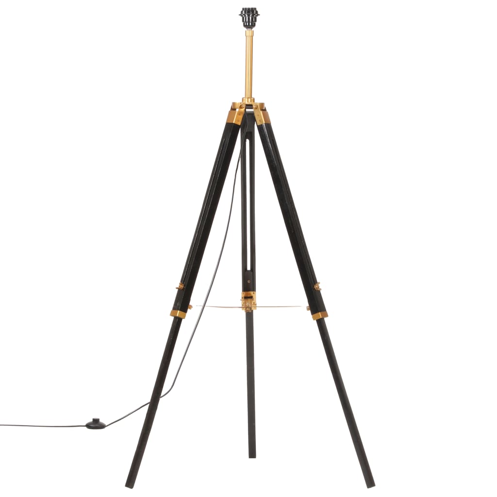 Golvlampa och massivt teakträ 141 cm