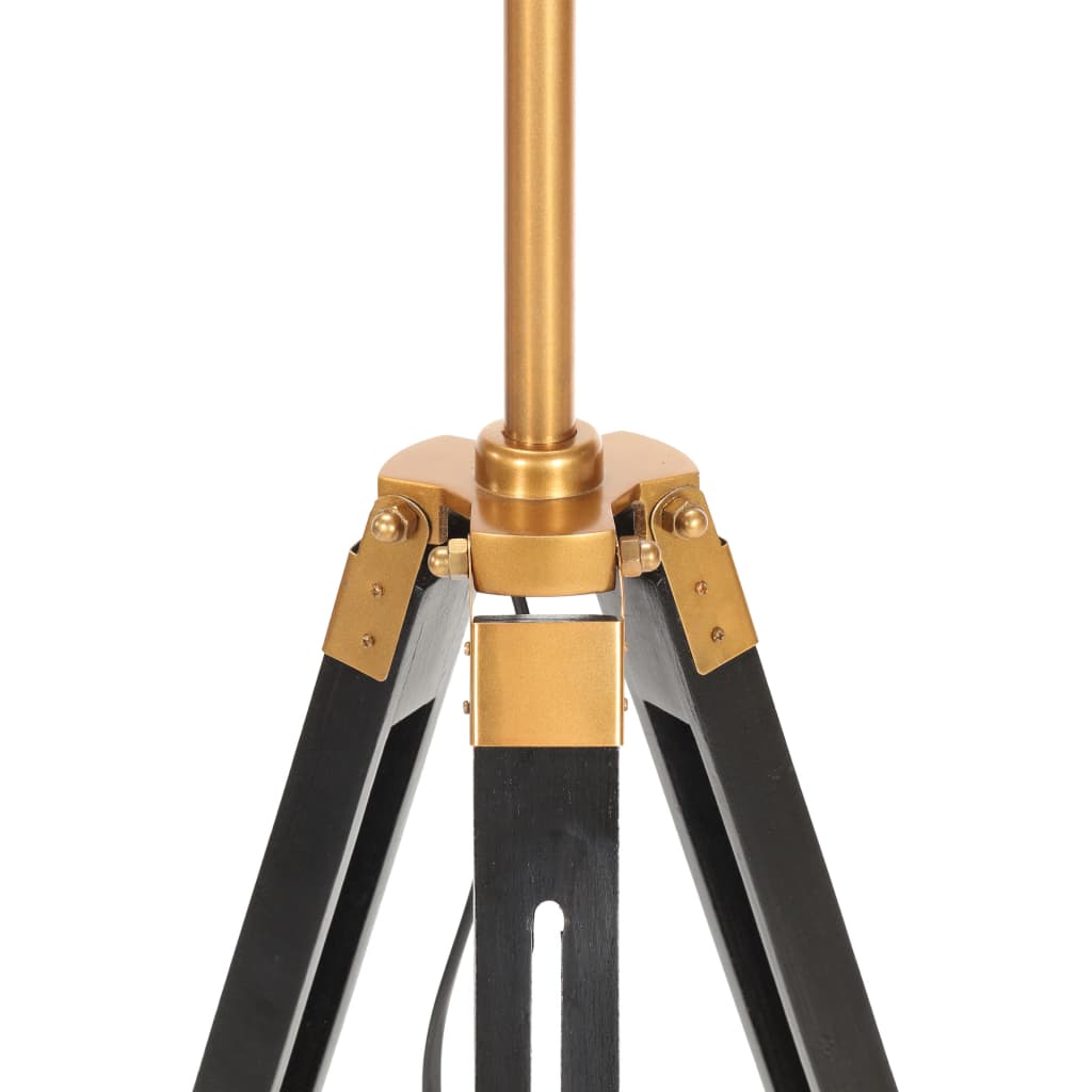 Golvlampa och massivt teakträ 141 cm