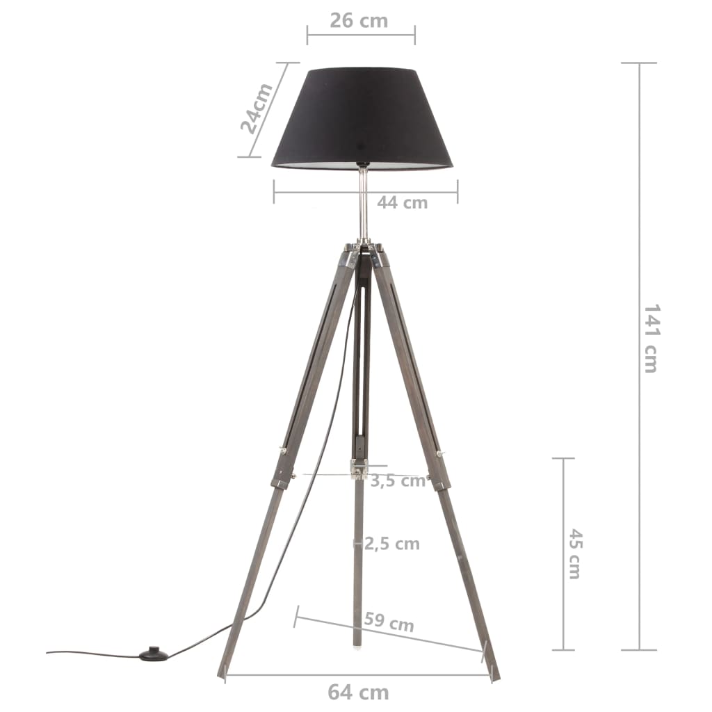Golvlampa och massivt teakträ 141 cm