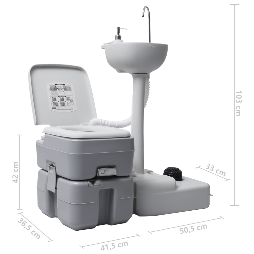 Portabel campingtoalett med handfat