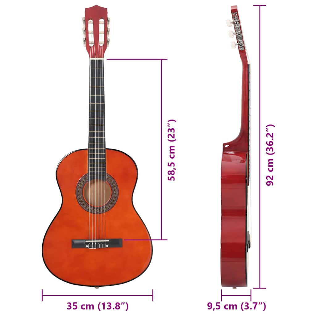 Gitarr för nybörjare och barn klassisk 3 och 4 36" amerikansk lind