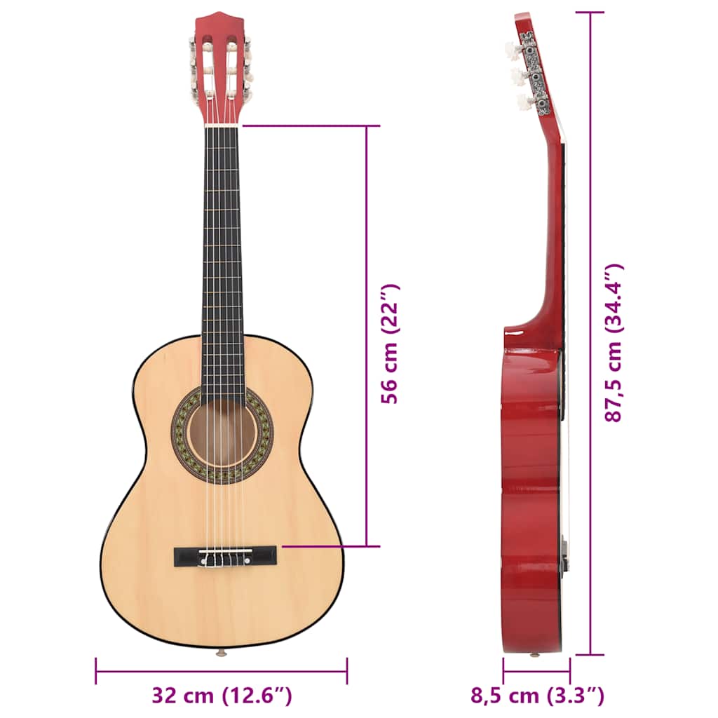 Gitarr för nybörjare och barn klassisk 1 och 2 34" amerikansk lind