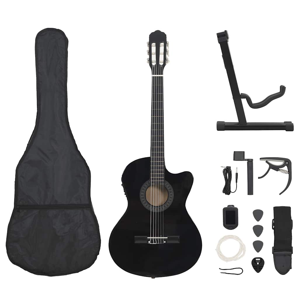 Gitarr 12 Delar Med EQ-pedal 6 Och Strängar Western