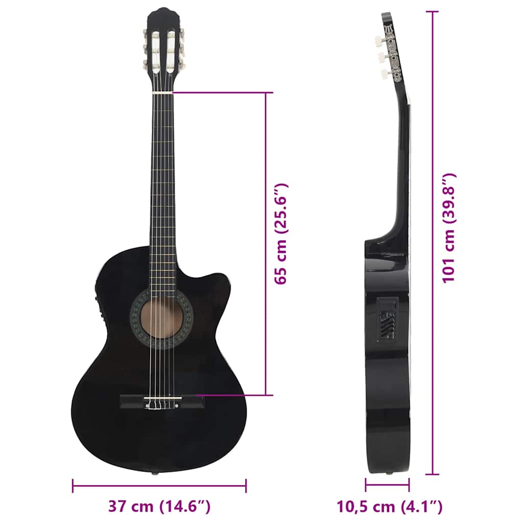 Gitarr 12 Delar Med EQ-pedal 6 Och Strängar Western