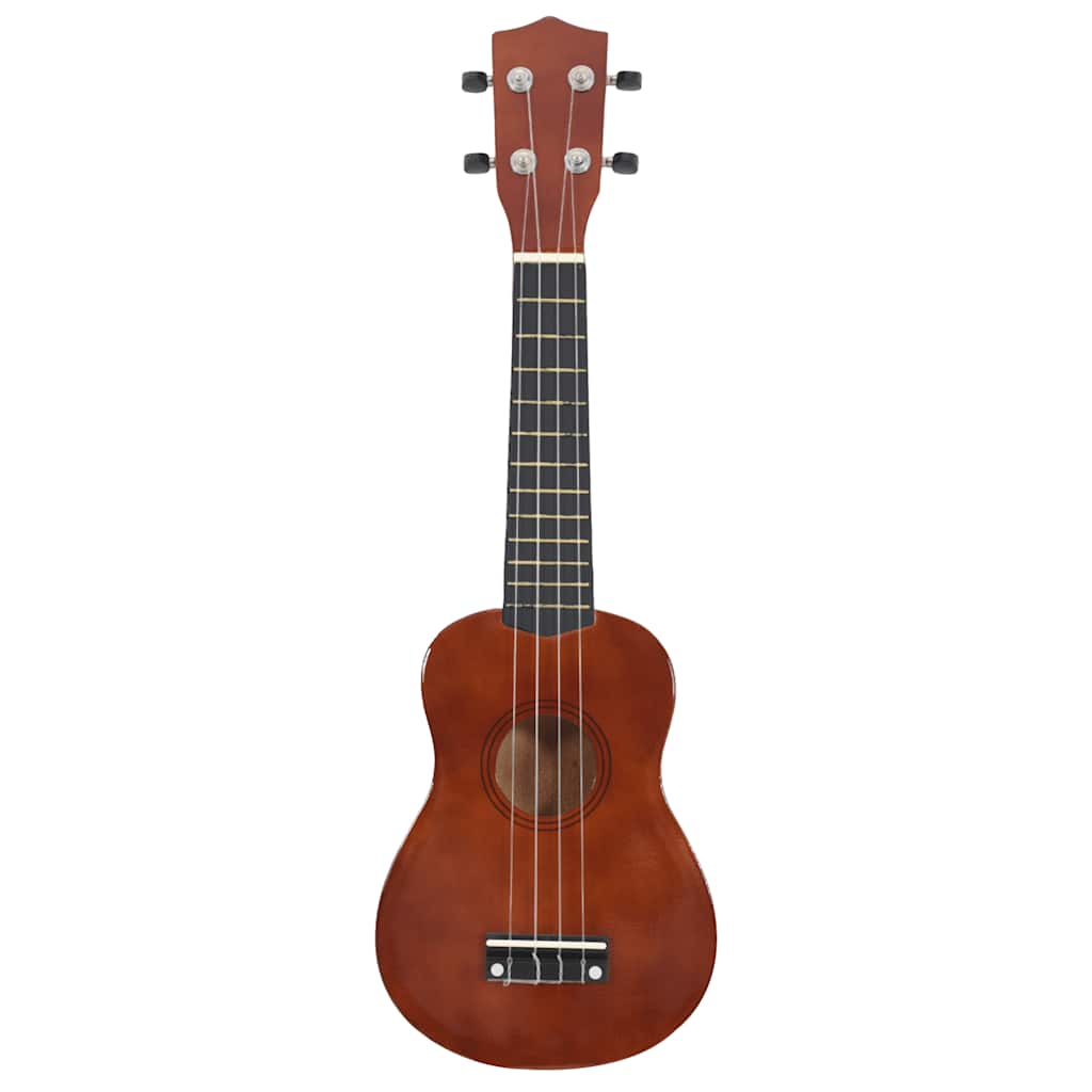 Ukulele med väska för barn sopran mörkt trä 21"