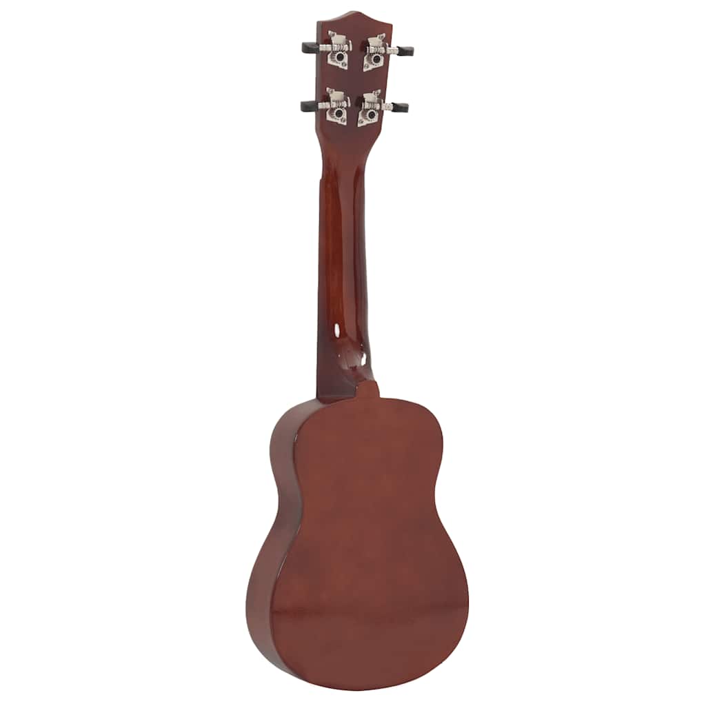 Ukulele med väska för barn sopran mörkt trä 21"