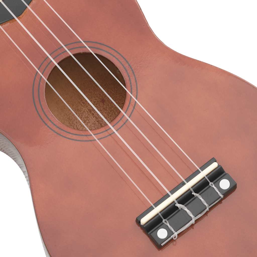 Ukulele med väska för barn sopran mörkt trä 21"