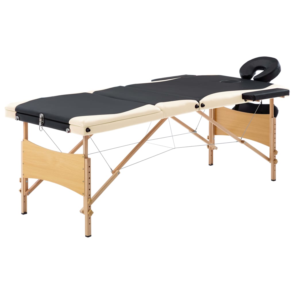 Hopfällbar massagebänk 3 sektioner trä