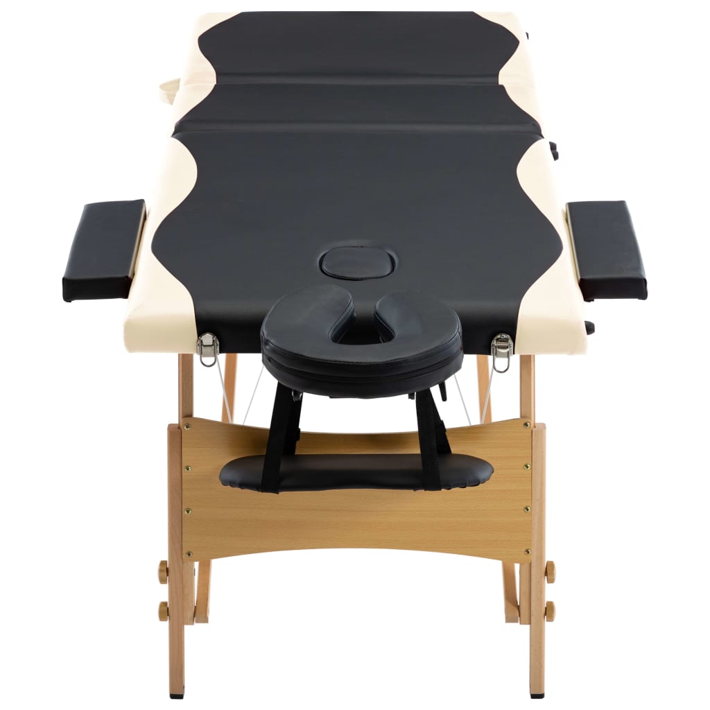 Hopfällbar massagebänk 3 sektioner trä