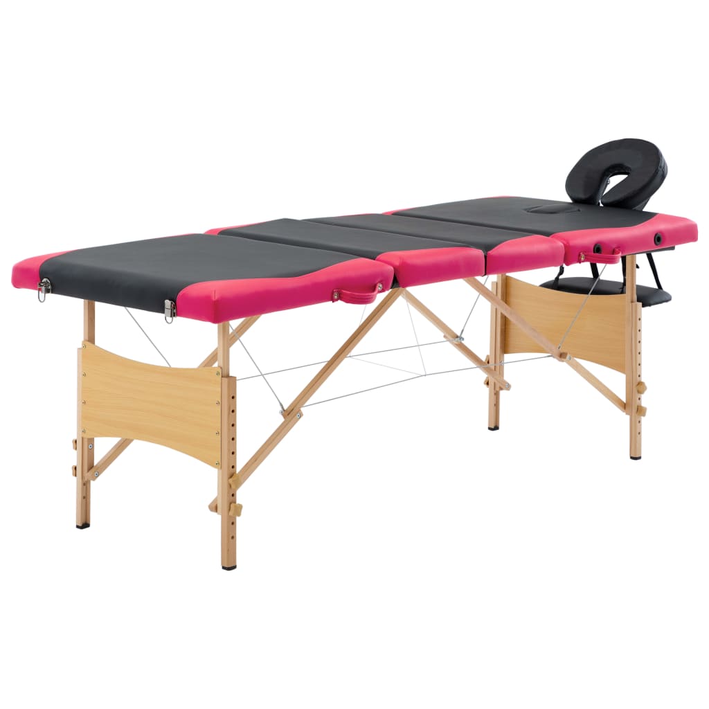 Hopfällbar massagebänk 4 sektioner trä