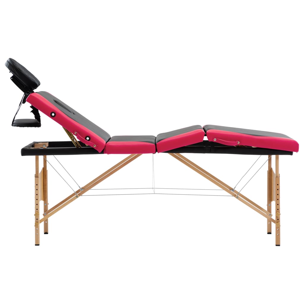 Hopfällbar massagebänk 4 sektioner trä