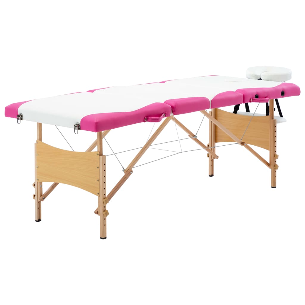 Hopfällbar massagebänk 4 sektioner trä
