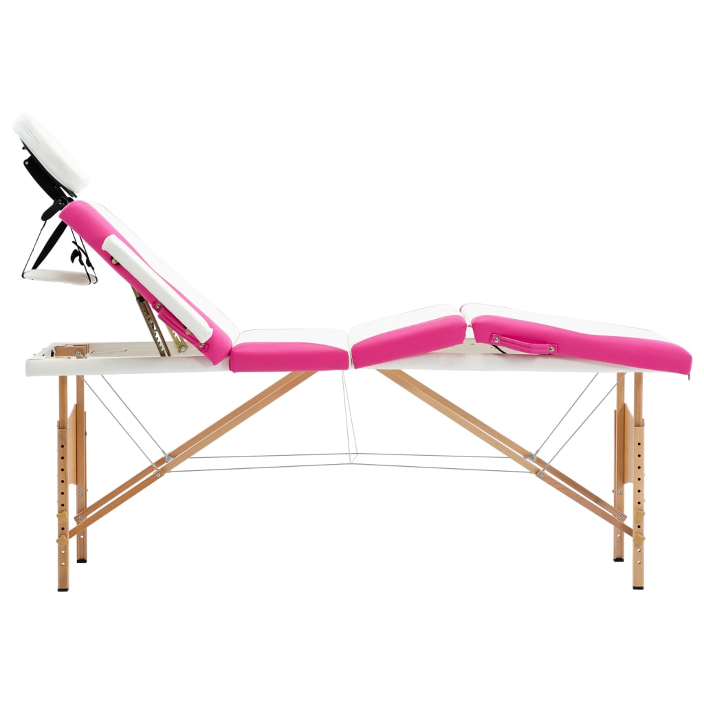 Hopfällbar massagebänk 4 sektioner trä