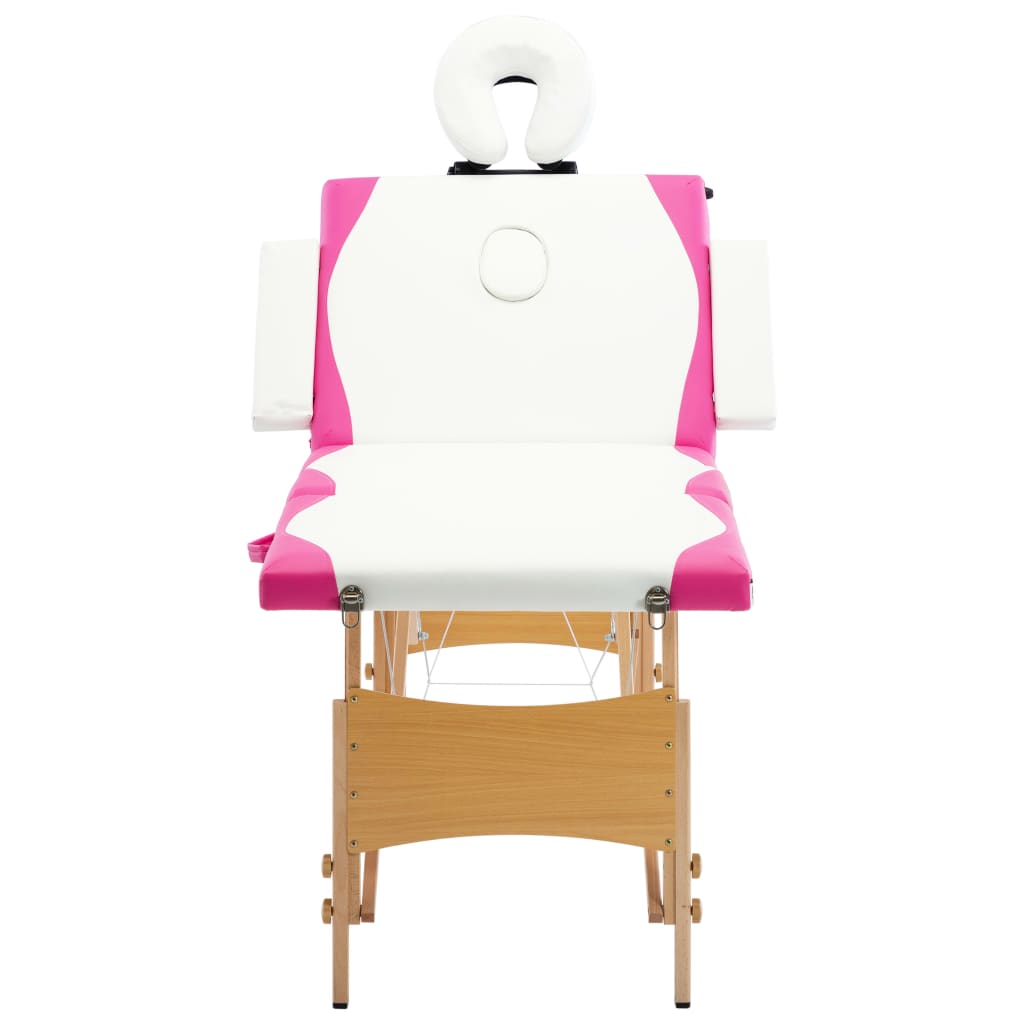 Hopfällbar massagebänk 4 sektioner trä