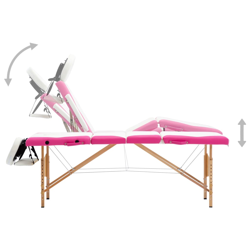 Hopfällbar massagebänk 4 sektioner trä