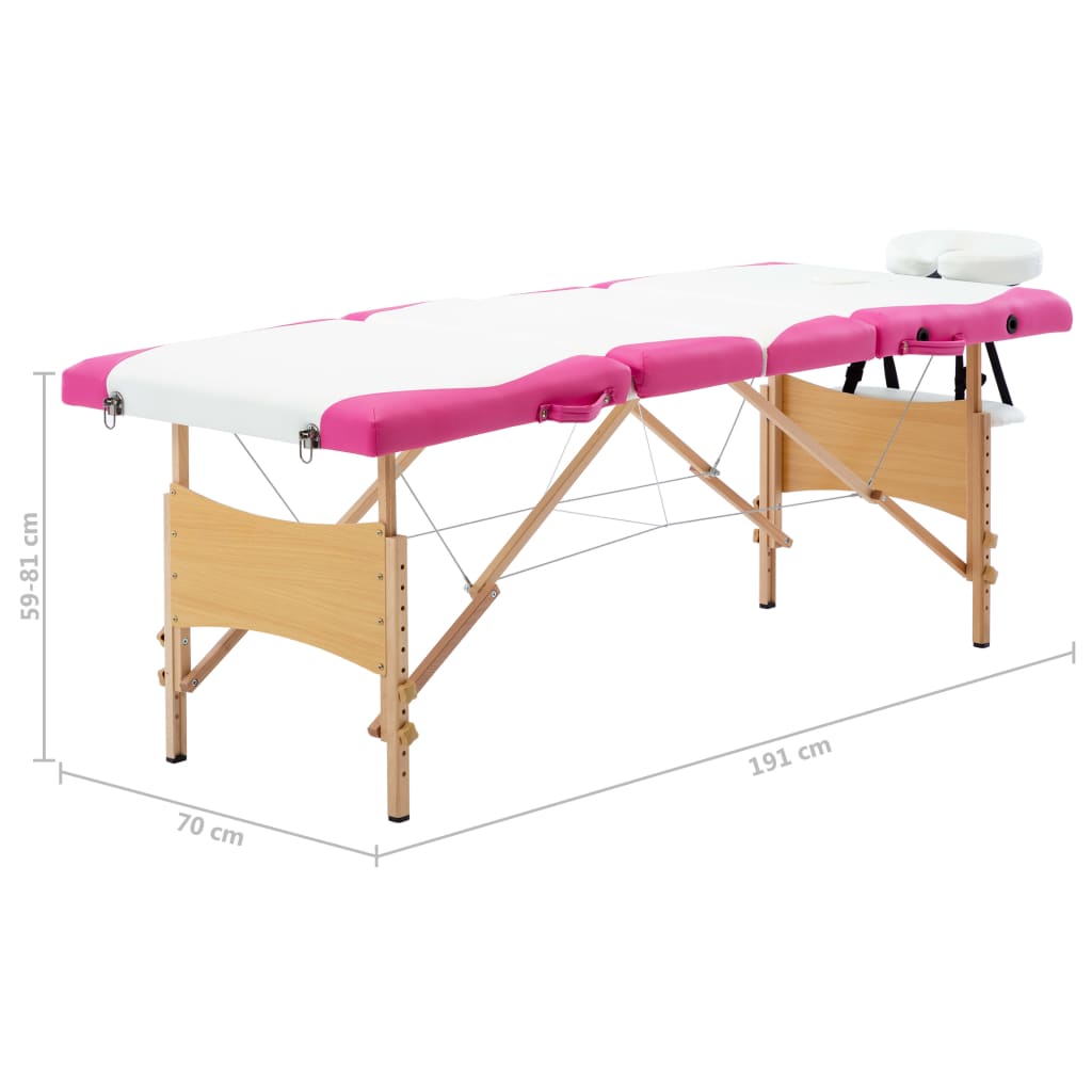 Hopfällbar massagebänk 4 sektioner trä