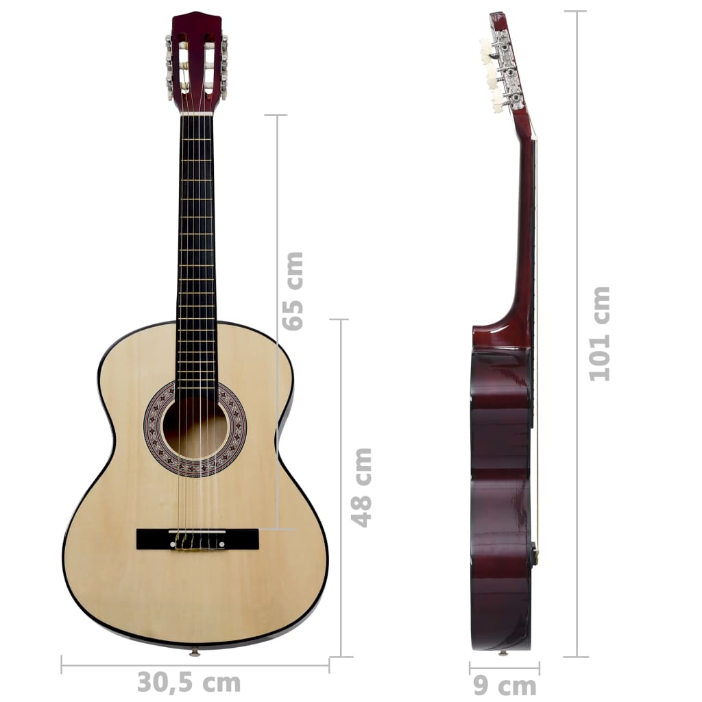 Gitarr för nybörjare med fodral klassisk 4 4 39"