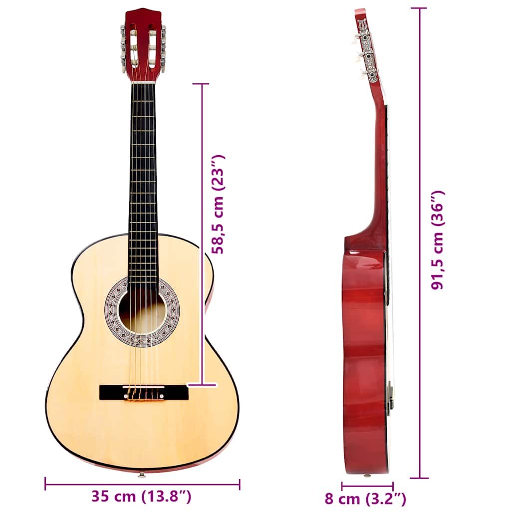 Gitarr För Nybörjare Med Fodral Klassisk 3 Och 4 36"