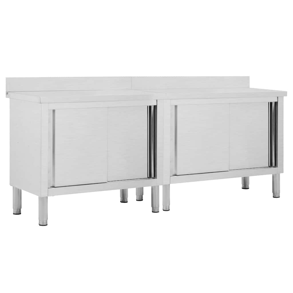 Arbetsbänk Med Skjutdörrar 2 St 200x50x(95-97)cm Rostfritt