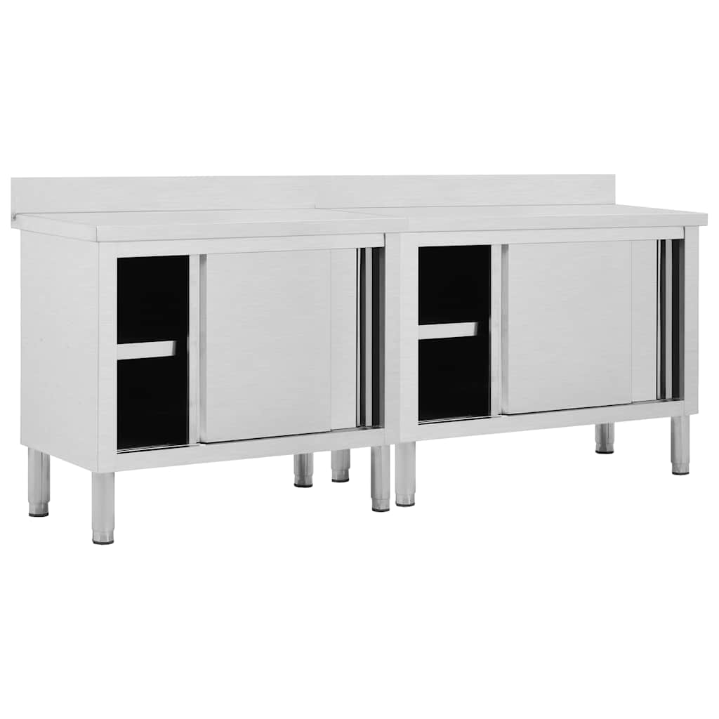 Arbetsbänk Med Skjutdörrar 2 St 200x50x(95-97)cm Rostfritt