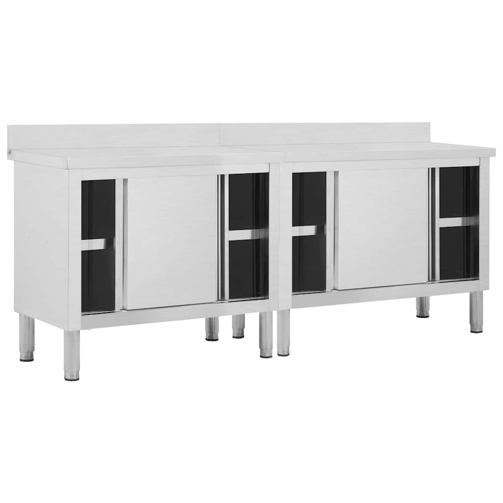 Arbetsbänk Med Skjutdörrar 2 St 200x50x(95-97)cm Rostfritt